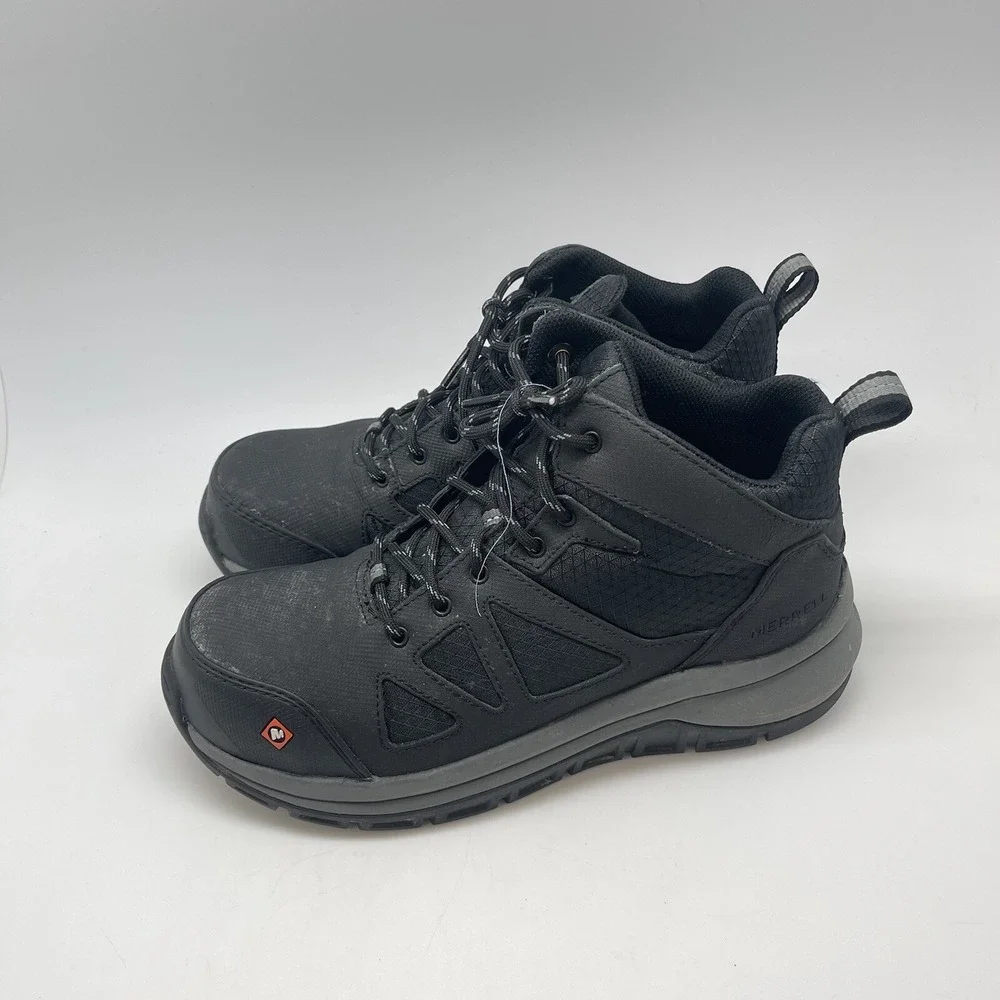 Merrell Boots Mens 6.5 Fullbench Speed Mid‎ J003319 Black Workwear Safety Toe